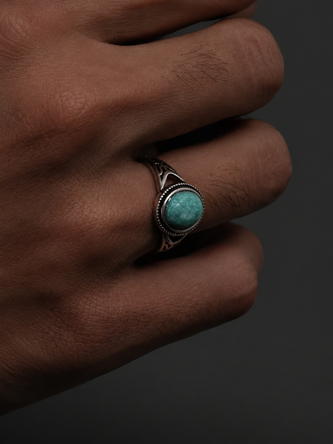 Vintage Tibetan Turquoise 925 Silver Adjustable Ring