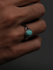 Vintage Tibetan Turquoise 925 Silver Adjustable Ring