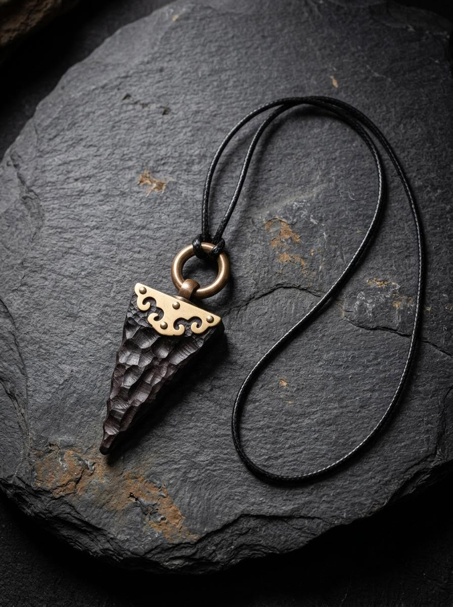 Handmade Tibetan Ebony Wood Pendant Necklace