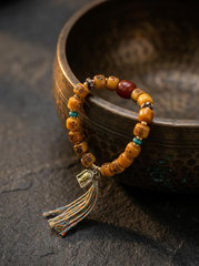 Tibetan Style Carved Bead Unisex Bracelet