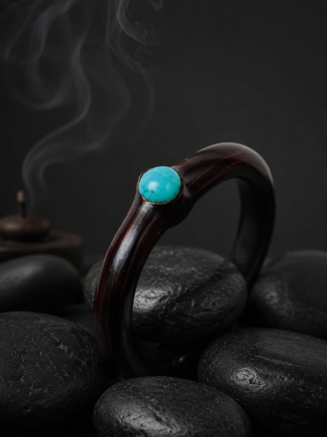 Authentic Tibetan Black Vine & Turquoise Bracelet
