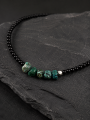 Tibetan Raw Turquoise & Black Agate Beaded Choker