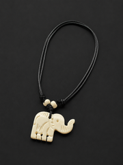 Hand-Carved Tibetan Yak Bone Elephant Necklace