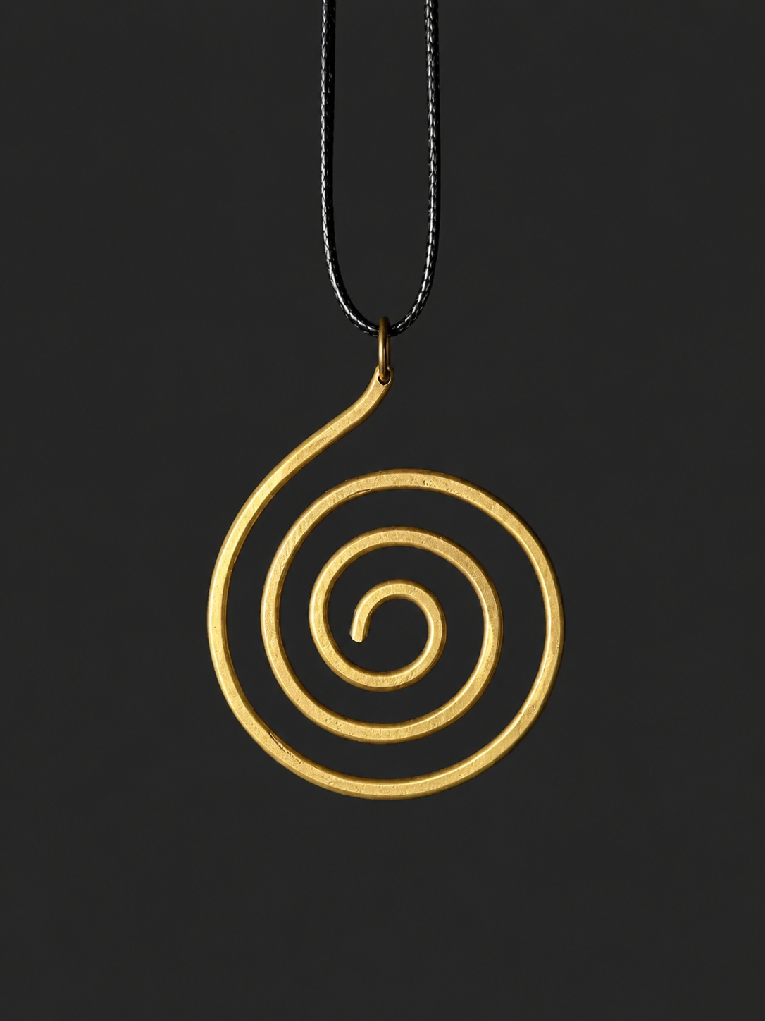 Handmade Brass Spiral Pendant Minimalist Zen Necklace