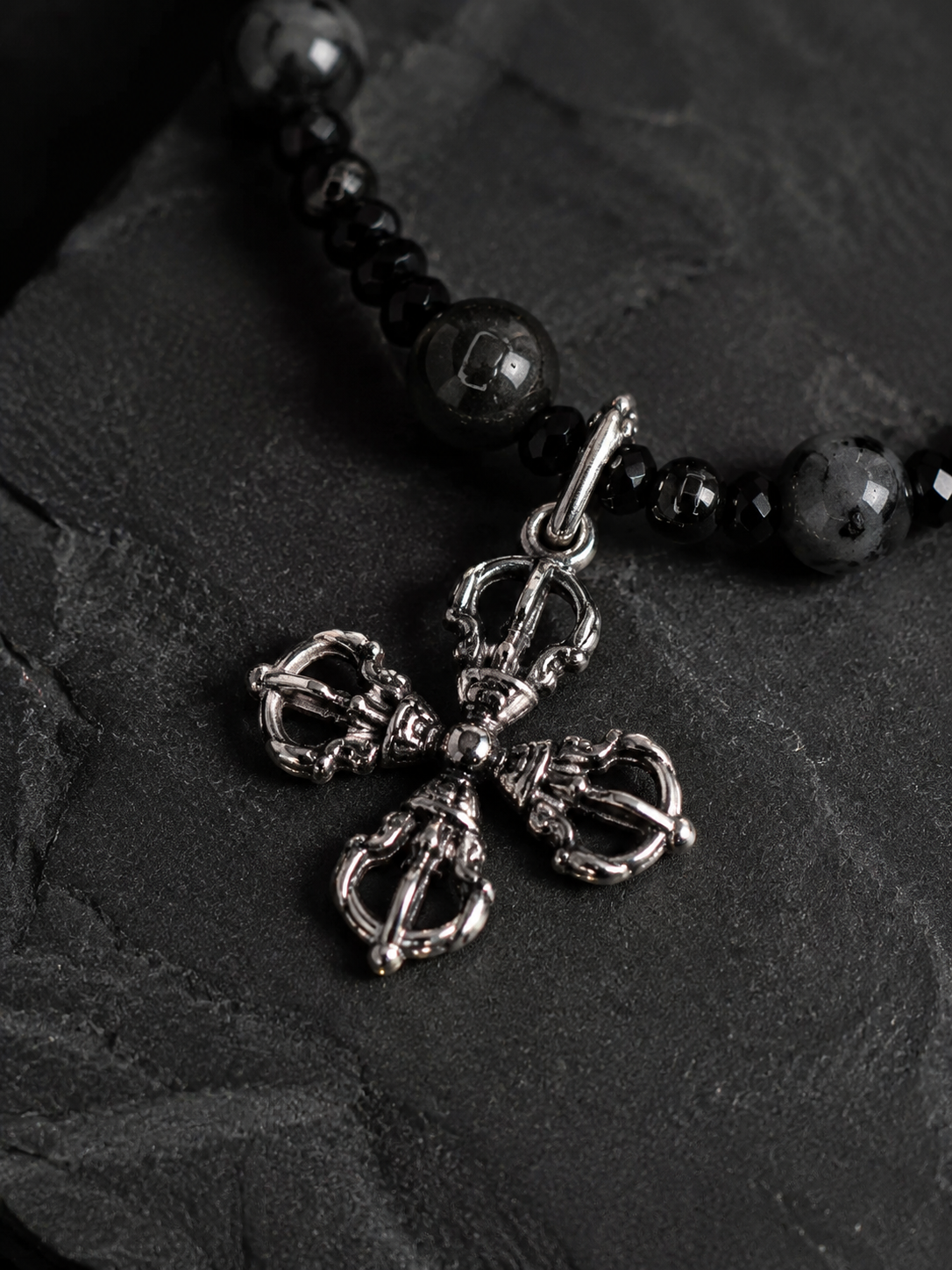 Vintage 925 Silver Crossed Vajra Tibetan Necklace