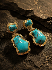 Vintage Tibetan Simulated Turquoise Drop Earrings