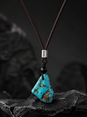 Tibetan Raw Turquoise S925 Silver Pendant Necklace