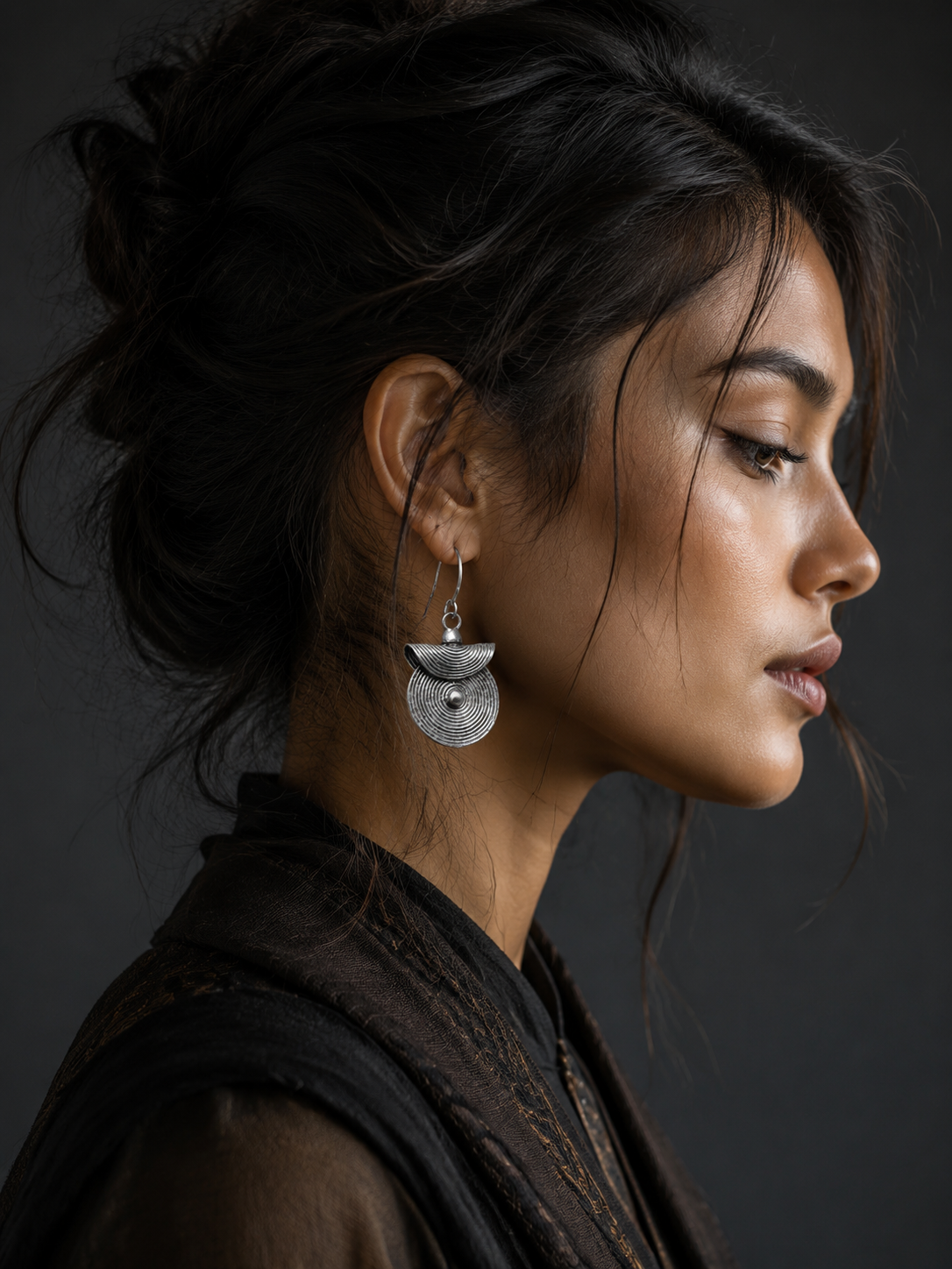 Handmade Vintage Tibetan Silver Spiral Drop Earrings