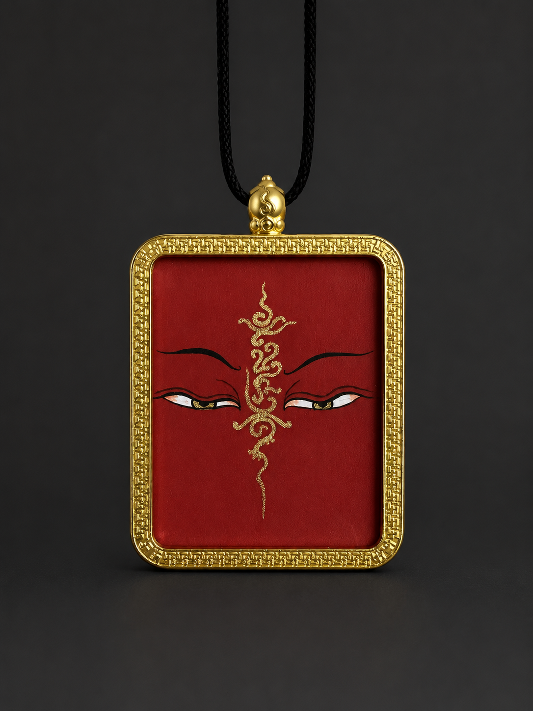 Tibetan Hand-Painted Buddha Eyes Thangka Pendant