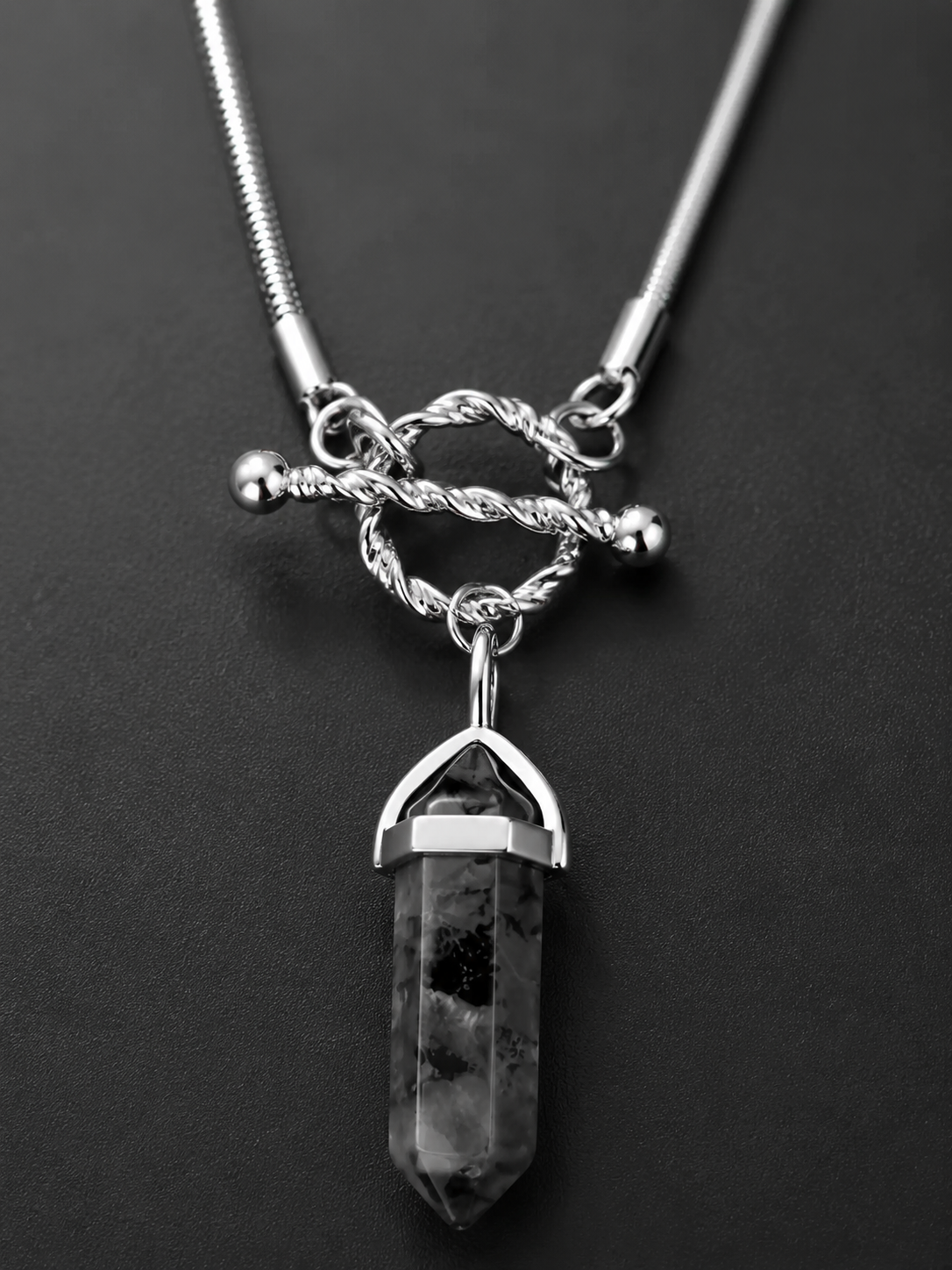Tibetan Black Healing Crystal Pendant Necklace