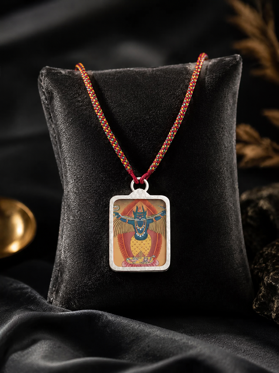 Hand-Painted Tibetan Thangka Amulet Necklace