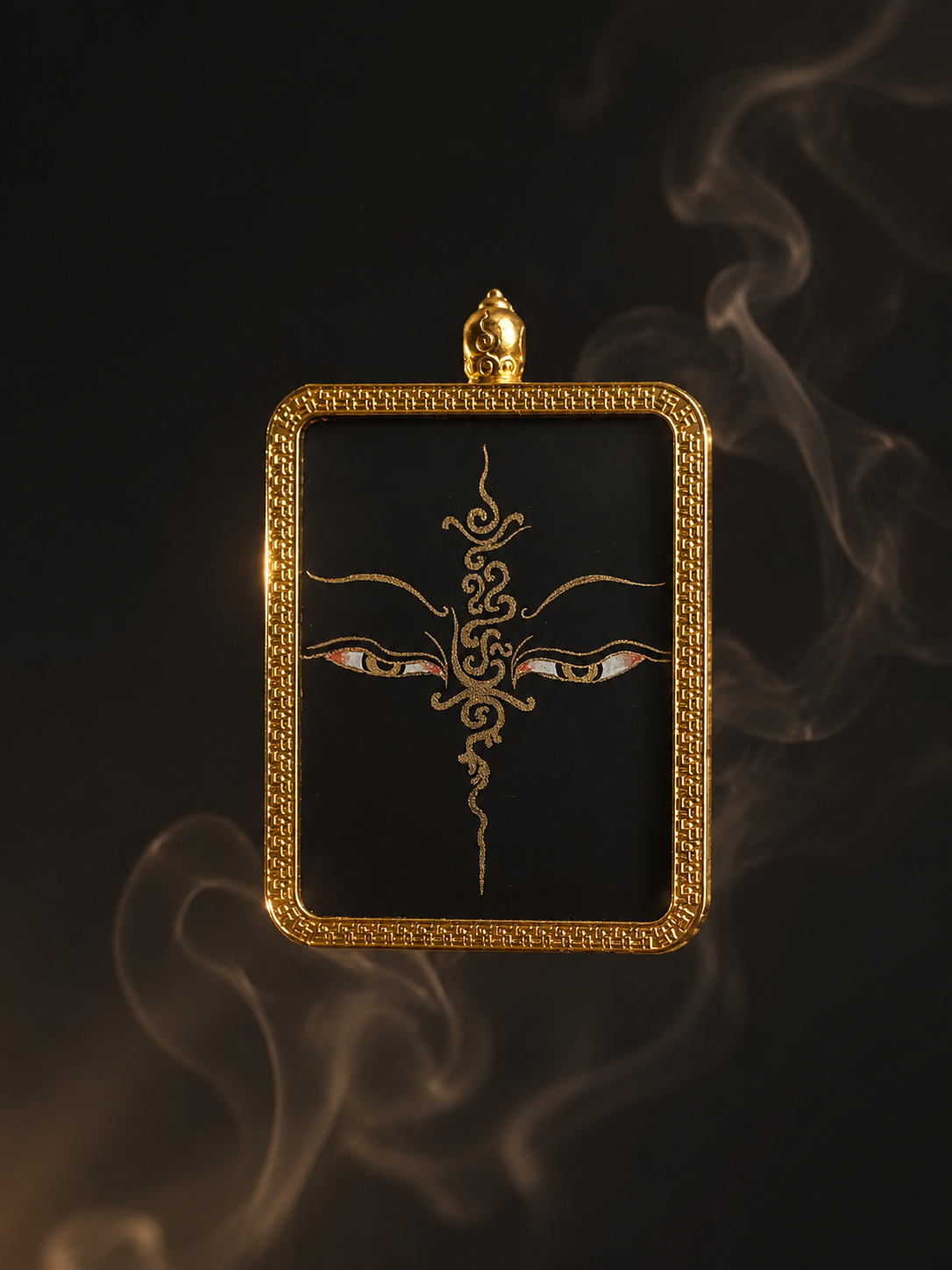 Hand-Painted Tibetan Buddha Eyes Thangka Pendant