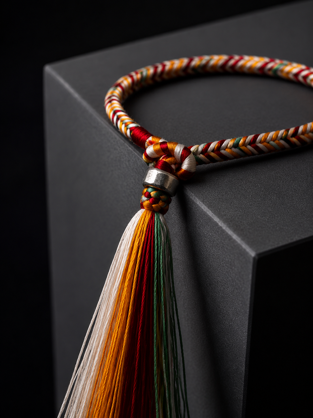 Tibetan Handmade Mulberry Silk Braided Bracelet with 925 Silver