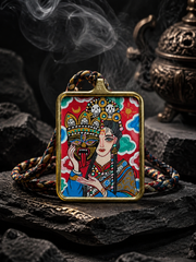 Hand-Painted Tibetan Zhaji Lhamo Thangka Amulet Pendant