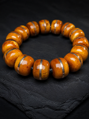 Handmade Tibetan Aged Yak Bone Inlaid Mala Bracelet