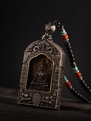 Hand-Painted Tibetan Thangka Amulet Pendant Necklace