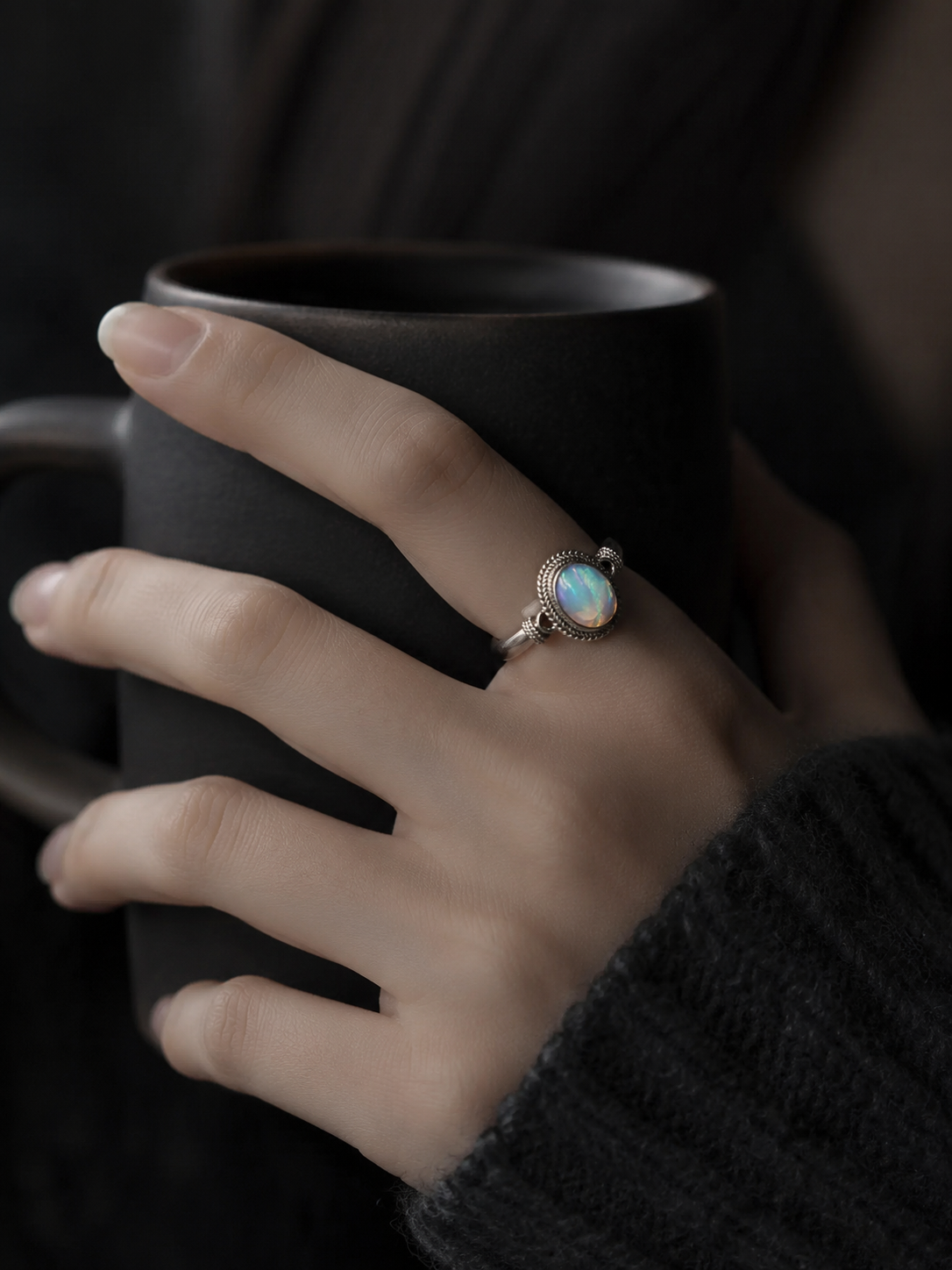 Vintage 925 Silver Fire Opal Adjustable Ring