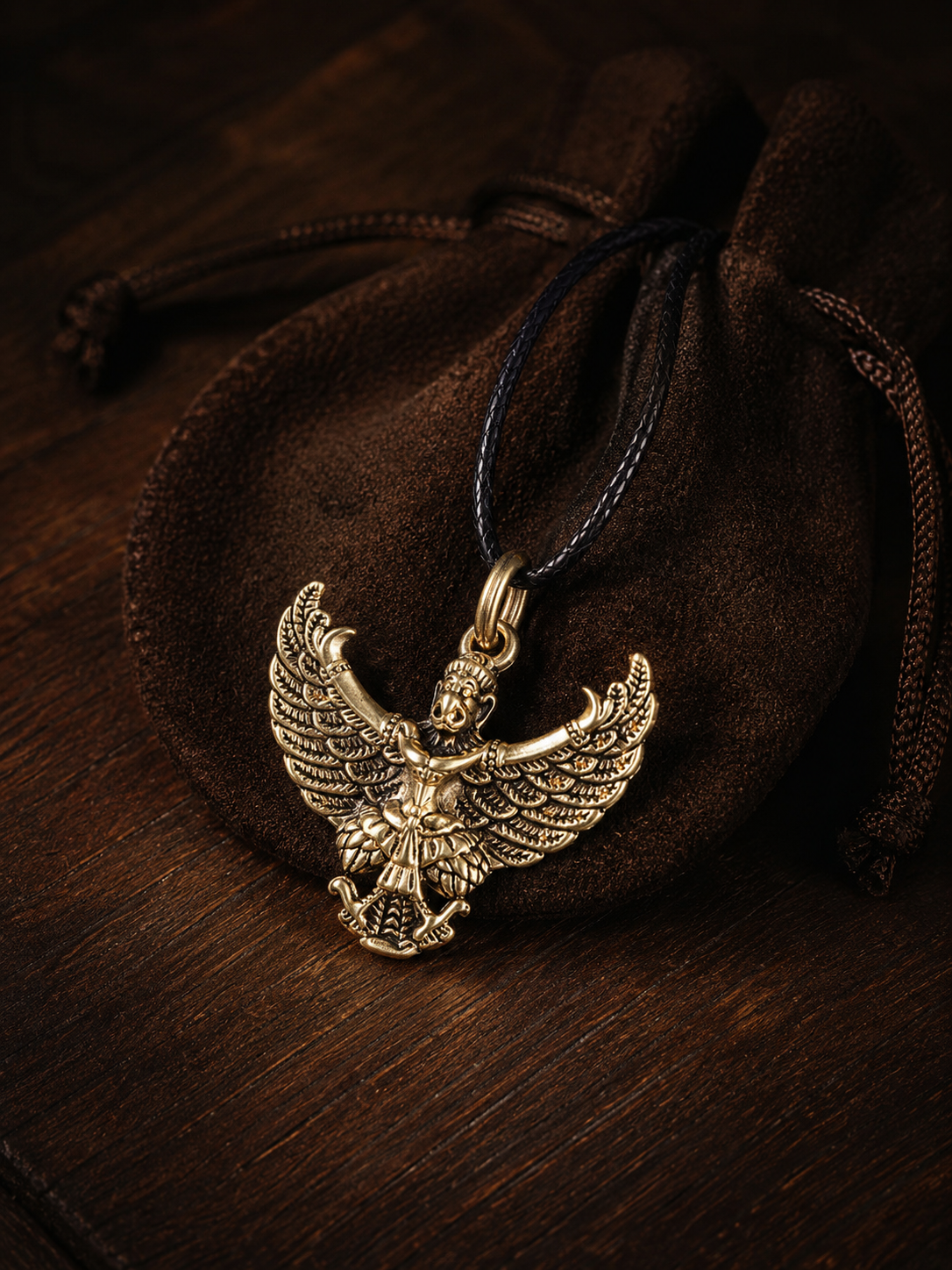 Vintage Tibetan Brass Garuda Pendant Necklace