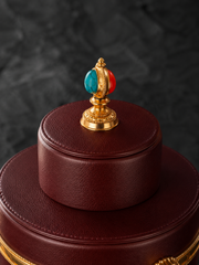Large Tibetan Handheld Prayer Wheel - Leather & Brass