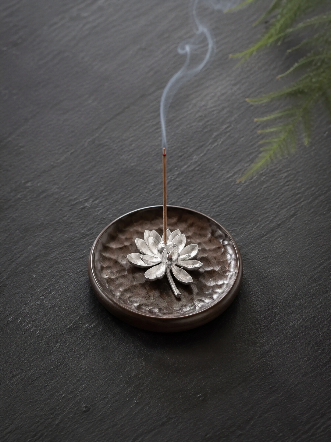 Tibetan Zen Pure Tin Lotus Incense Holder
