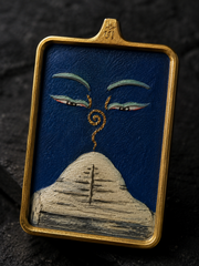 Tibetan Hand-Painted Mount Kailash Thangka Amulet