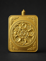 Hand-Painted Tibetan Thangka Pendant - Three Lords Amulet