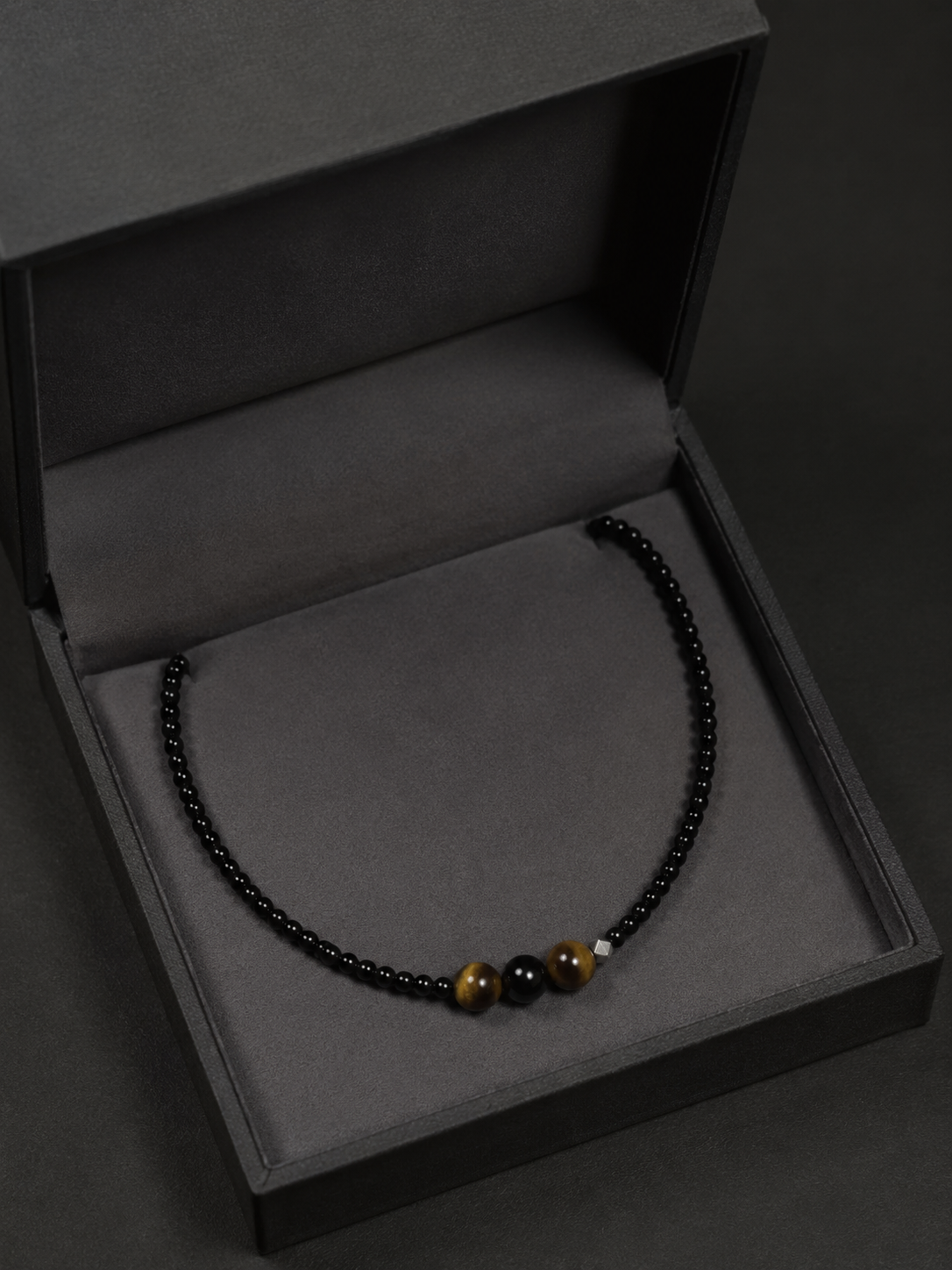 Handmade Tibetan Black Agate & Tiger Eye Choker Necklace