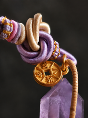 Handmade Amethyst Crystal Rattan Woven Fortune Pendant