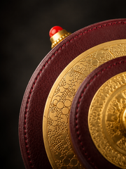 Large Tibetan Handheld Prayer Wheel - Leather & Brass