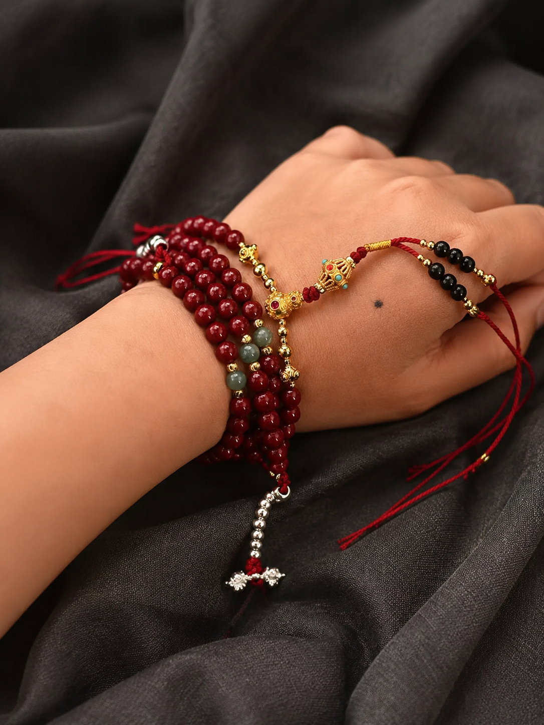 Premium Tibetan Cinnabar Mala Wrap Bracelet & Necklace