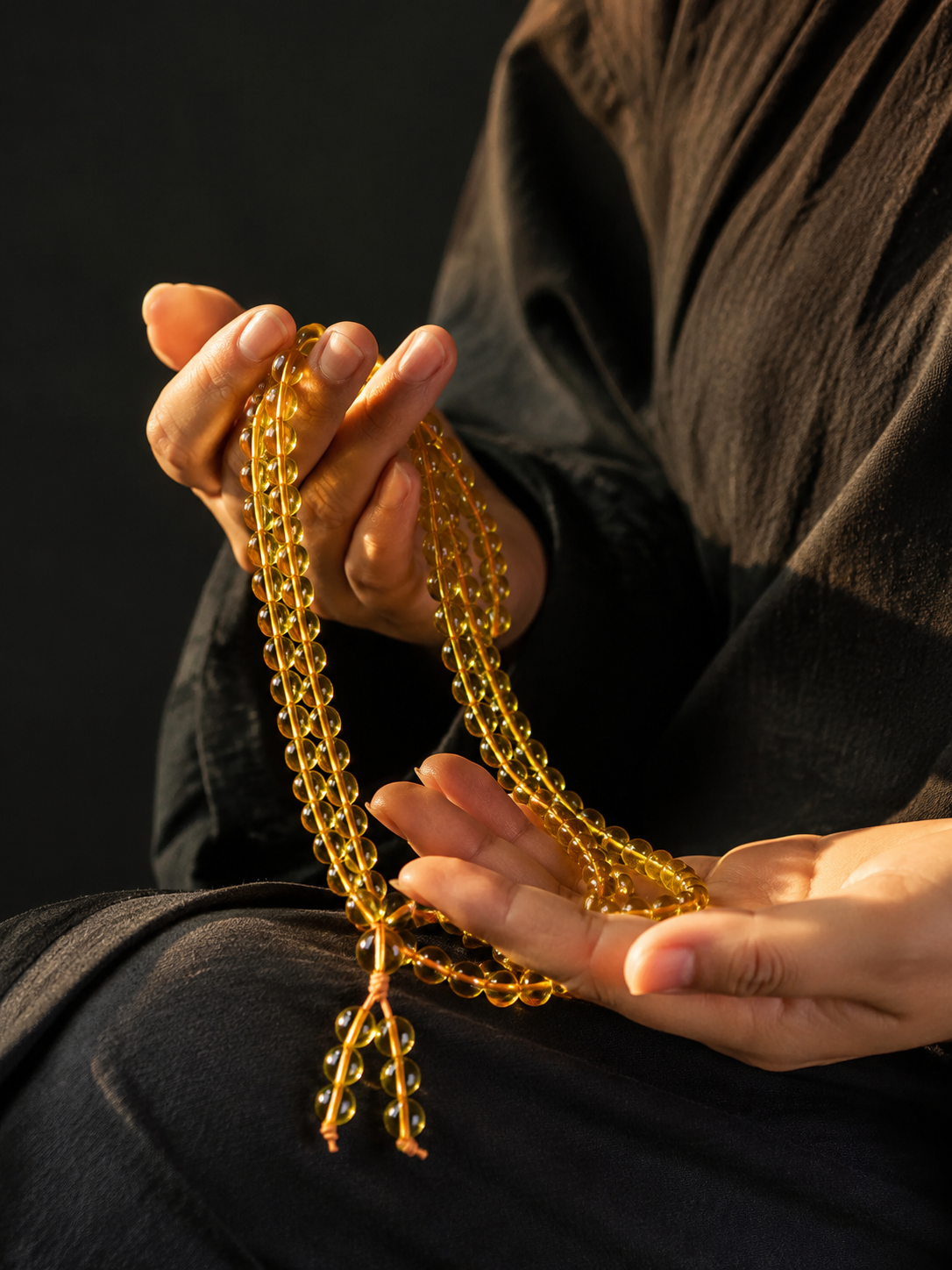 Natural Citrine 108 Mala Bead Wrap Bracelet