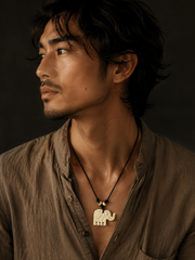 Hand-Carved Tibetan Yak Bone Elephant Necklace