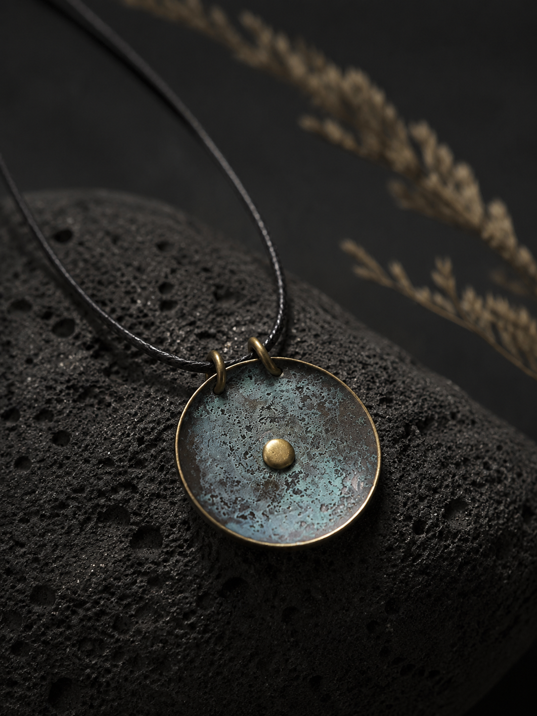 Handmade Rustic Bronze Patina Pendant Choker
