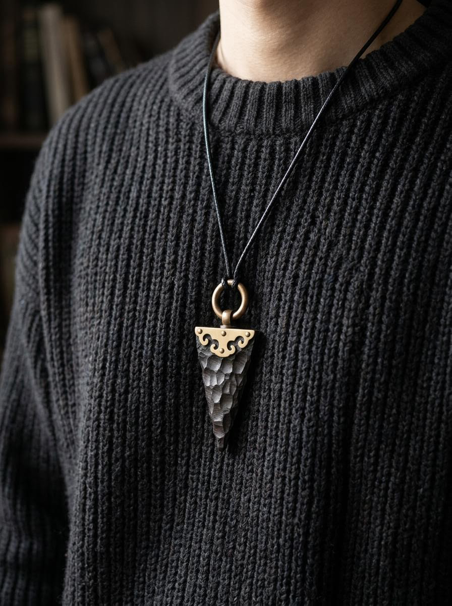 Handmade Tibetan Ebony Wood Pendant Necklace