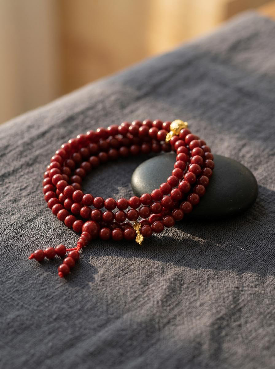 Tibetan Ox-Blood Red 108 Mala Meditation Beads