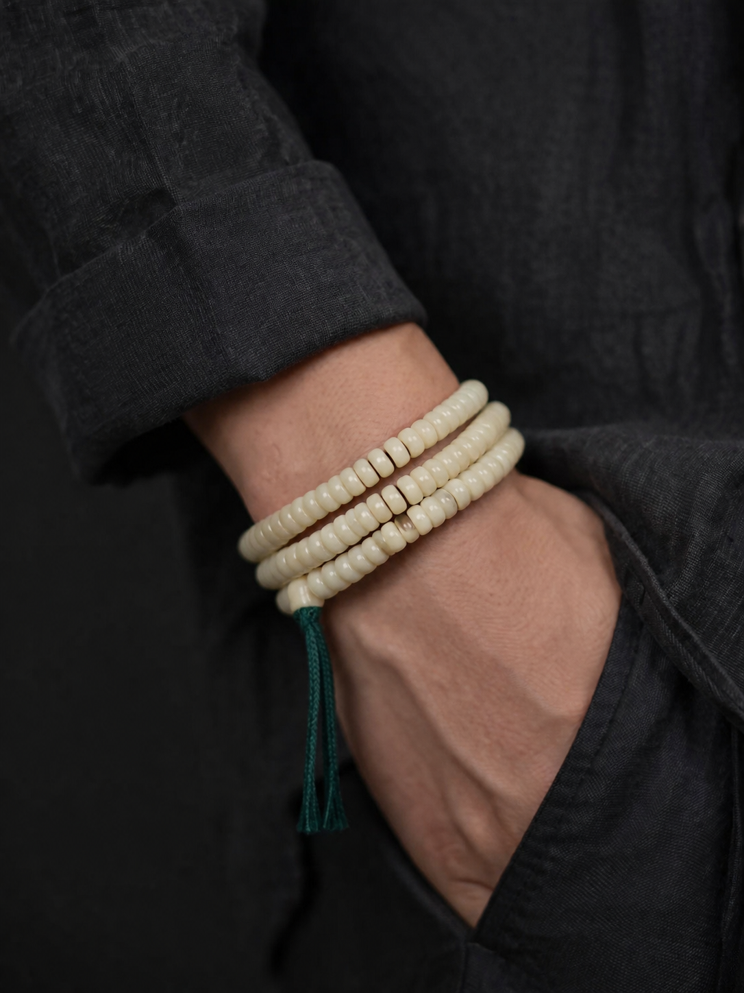 8mm Authentic Tibetan Yak Bone 108 Mala Beads Bracelet