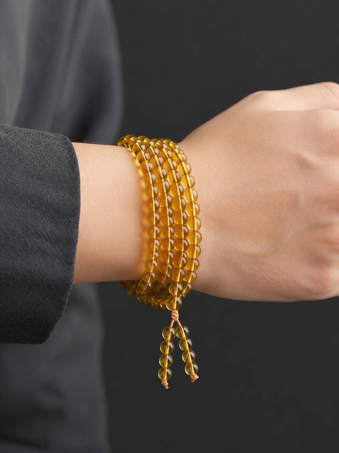 Natural Citrine 108 Mala Bead Wrap Bracelet