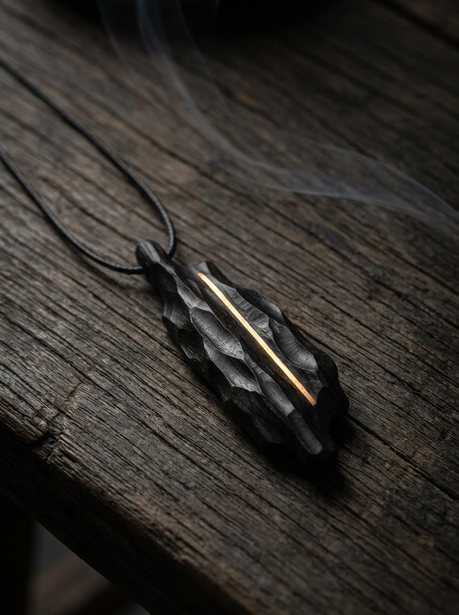 Tibetan Handcrafted Ebony & Copper Pendant Necklace