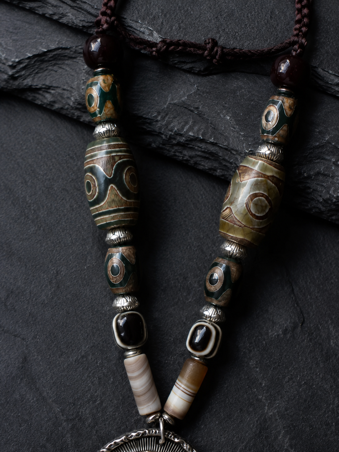 Tibetan Agate Dzi Bead Healing Necklace