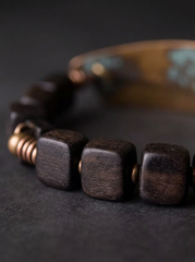 Tibetan Ebony Wood & Vintage Bronze Bracelet