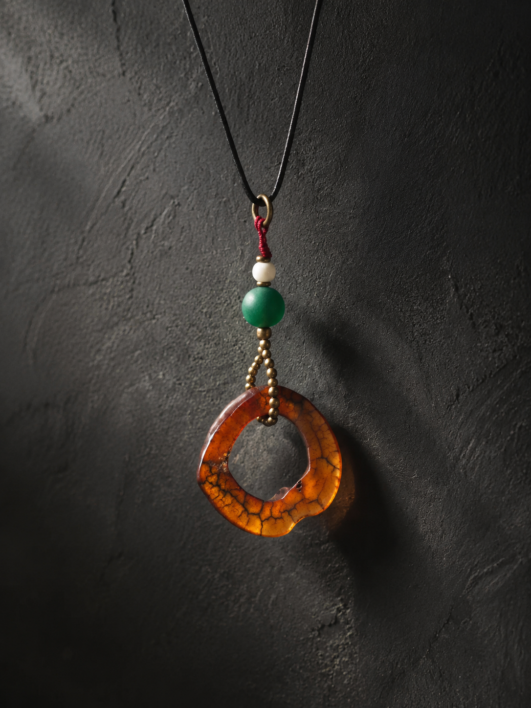 Tibetan Smoked Yak Bone Amulet Pendant Necklace