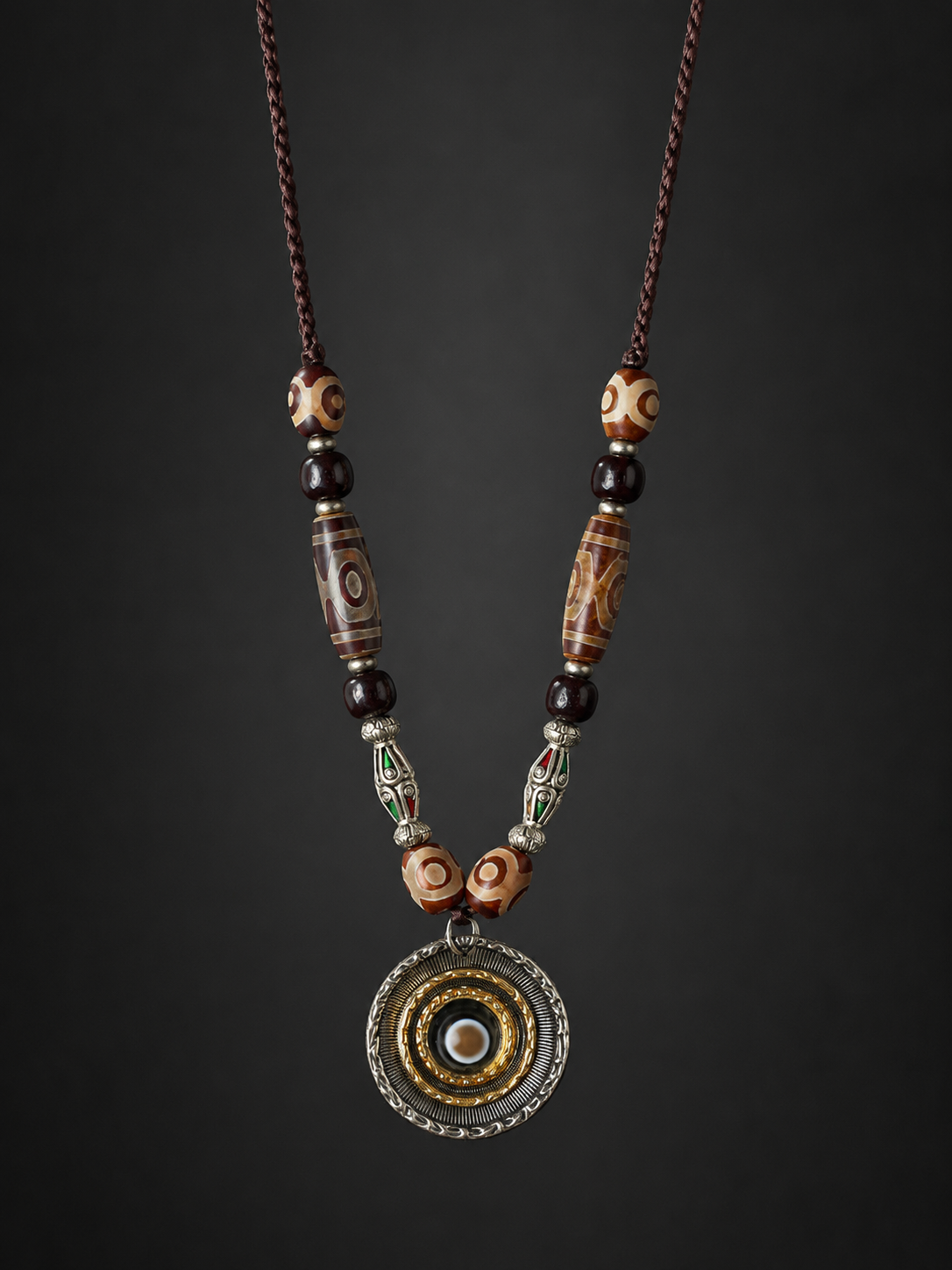 Tibetan Agate Dzi Bead Healing Necklace