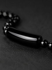Tibetan Black Obsidian & Sterling Silver Bracelet