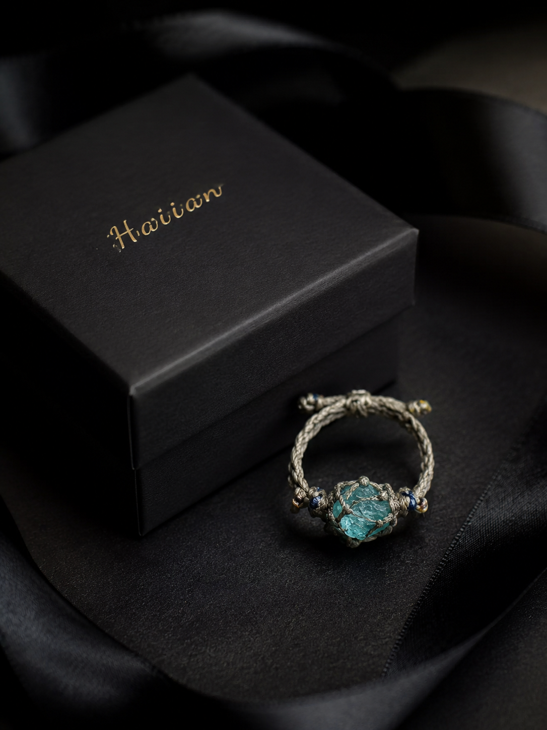 Handmade Raw Crystal Braided Adjustable Ring