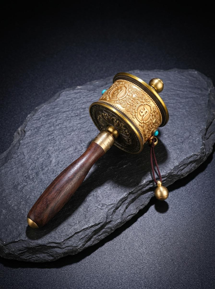 Authentic Tibetan Brass Handheld Prayer Wheel