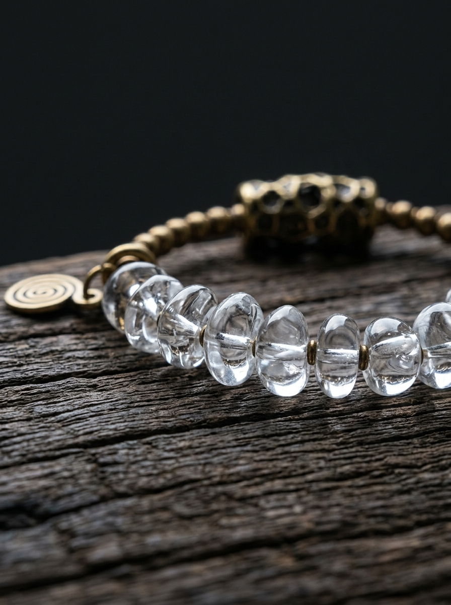 Tibetan Clear Quartz Bracelet - Minimalist Irregular Design