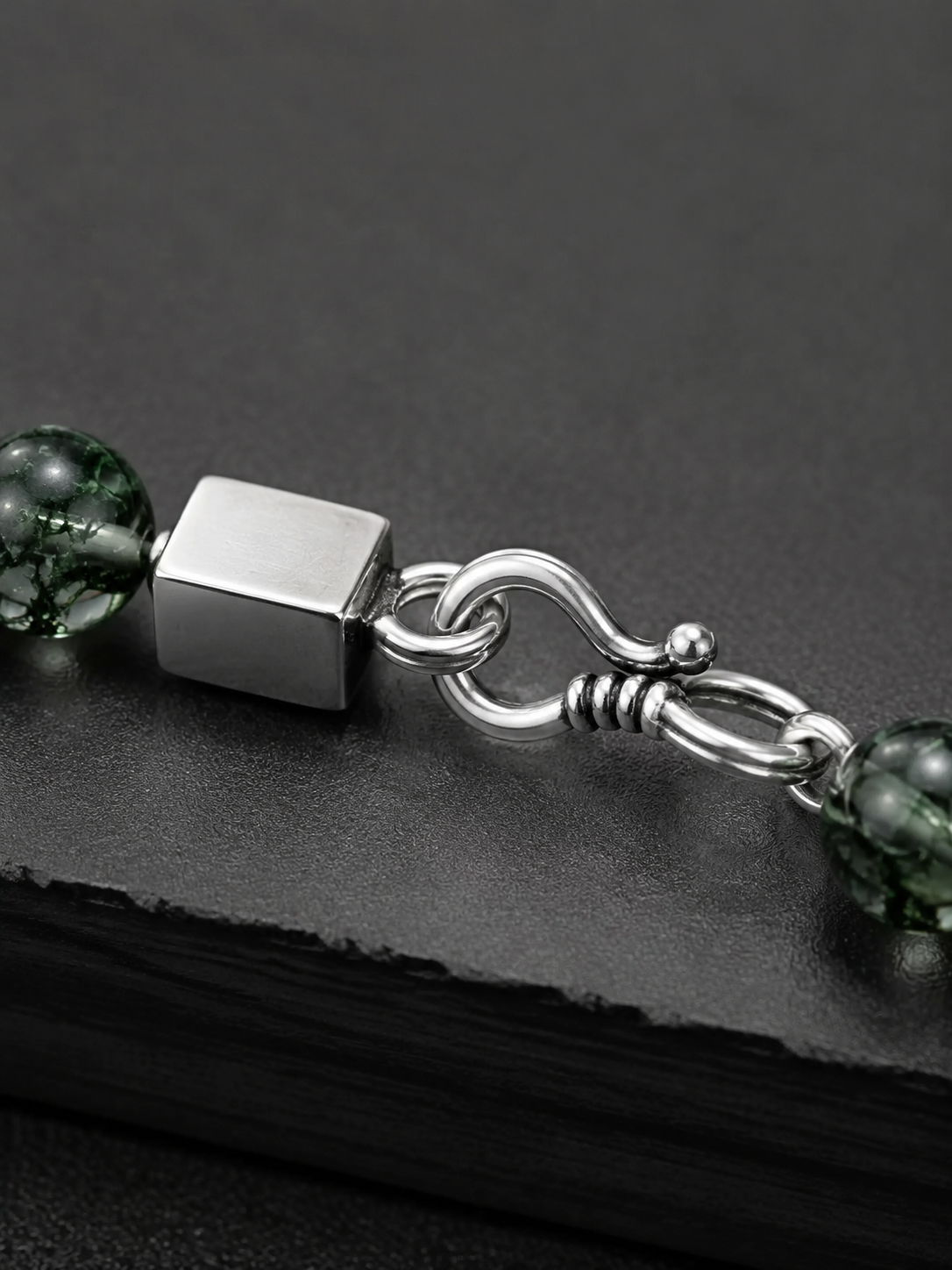Unisex Green Phantom Quartz & 925 Silver Bracelet