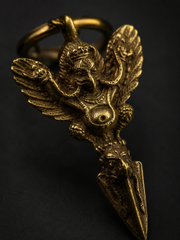 Vintage Brass Garuda Keychain - Handcrafted Tibetan Amulet