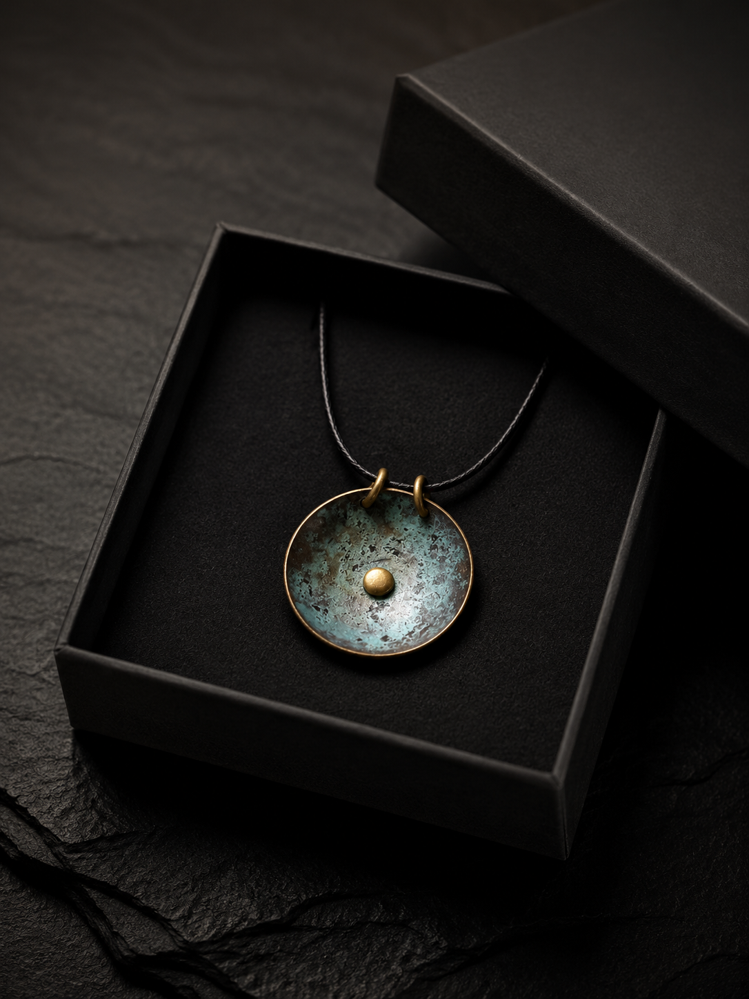Handmade Rustic Bronze Patina Pendant Choker