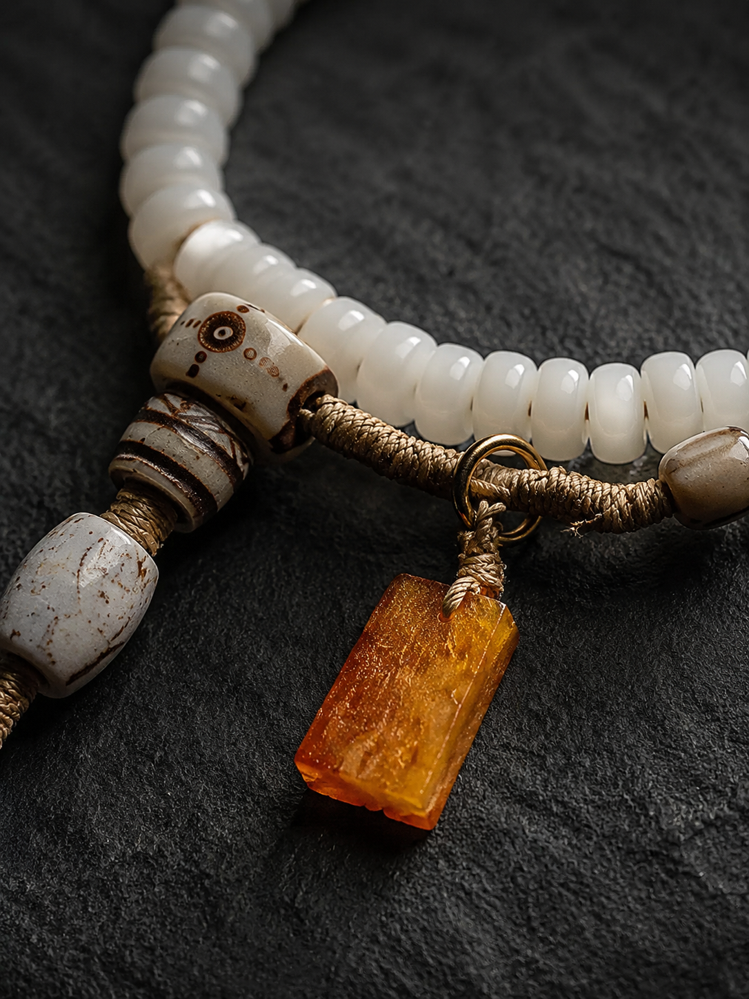 Tibetan 108 White Bodhi Root Mala Bracelet